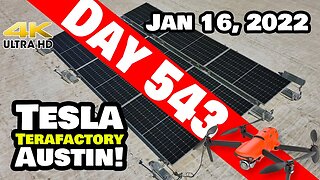 Tesla Gigafactory Austin 4K Day 543 - 1/16/22 - Tesla Terafactory TX - SOLAR PANELS AT GIGA TEXAS!