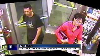 Police search for two suspect in theft of $2,000 of cigarettes from gas station