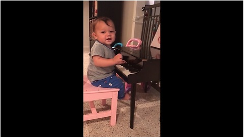 Baby boy loves to play the piano