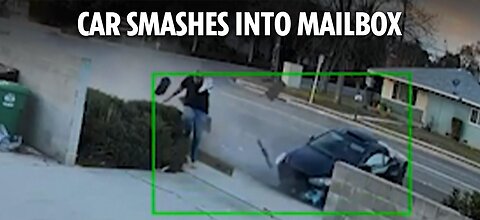 Dramatic moment man escapes out-of-control car while checking mail