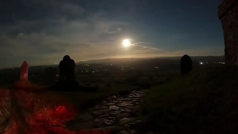 full moon illuminating the landscape at Brent Tor . Dartmoor. nightlapse. GoPro