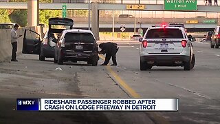 Rideshare passenger robbed after crash on Lodge Freeway in Detroit
