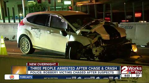 Three people arrested following chase and crash on Sand Springs Expressway