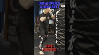 Heroes Training Center | Kickboxing "How To Double Up" Cross & Hook & Uppercut & Knee 1 | #Shorts