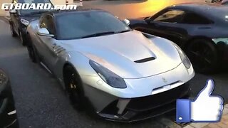 Ferrari F12 Onyx F2X LT and Lamborghini Aventador SV-J goes in and out Fairmont Hotel Monte Carlo