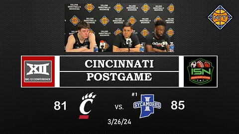 Cincinnati Coach #41 Simas Lukosius #15 John Newman After 85-81 Loss to ISU in Quarter Finals of NIT