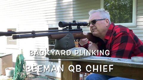 Backyard plinking with the QB Chief 22 caliber pcp rifle 25 yards with Crosman premier hollow points