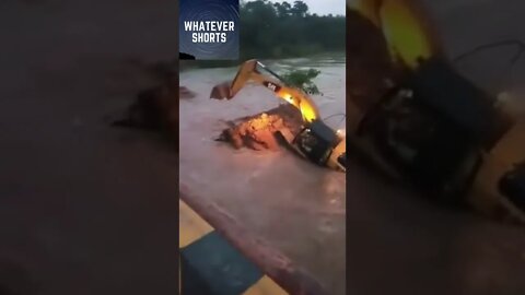 Construction vehicle destroys bridge and fell into the water #shorts #vehicle #bridge #construction