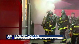 Church's Chicken restaurant catches fire on Detroit's west side