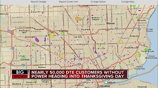 Nearly 50K DTE customers without power heading into Thanksgiving Day