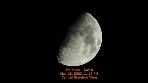Moon Phase - May 28, 2023 11:39 PM CST (3rd Moon Day 28)