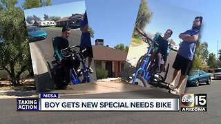 Boy gets new special needs bike