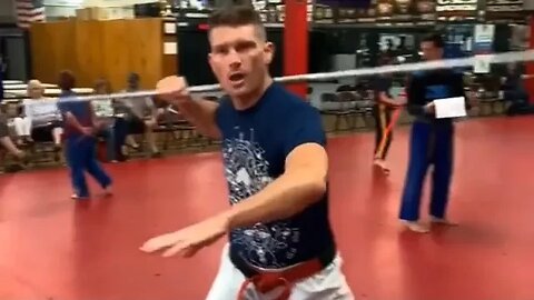 Stephen “Wonderboy” Thompson being a ninja turtle with bo staff