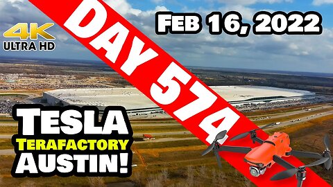 CRANES ARE GONE AT GIGA TEXAS! - Tesla Gigafactory Austin 4K Day 574 - 2/16/22 - Tesla Terafactory