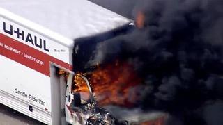 U-Haul truck catches fire on 215 beltway in Las Vegas
