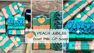 Making 🍑 PEACH JUBILEE 🍑 Goat Milk CP Soap w/ Mica Layers, Embeds & Piping | Ellen Ruth Soap