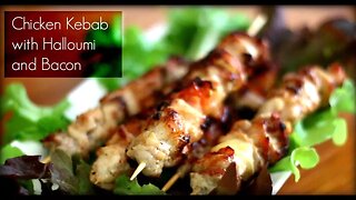 Chicken Kebab with Halloumi and Bacon using kebab Slicer