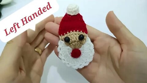 How to make a Crochet Christmas Santa Hair clip ( Left Handed ) - Crafting Wheel.