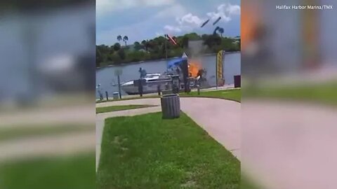 boat explodes and bursts into flames at Florida marina