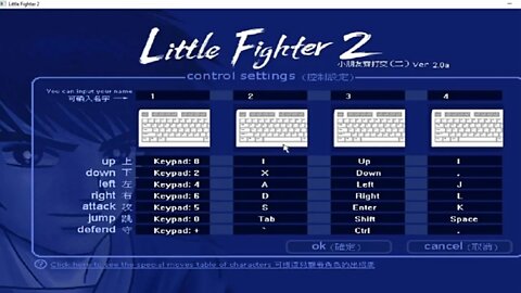 Modificando controles em Little Fighter 2