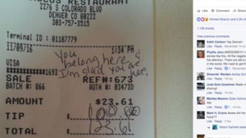 Immigrant waiter receives $100 tip at Denver restaurant