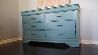 Furniture Flipping- Painting a Particle Board French Country Style Dresser Aegean Teal