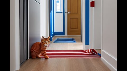 "Cat vs. Blue Tape: Hilarious Battle Unfolds!"watch how this cat jump!#animal#fun#cat