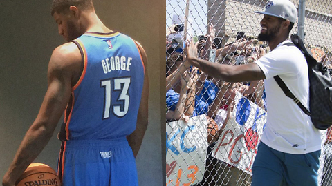 Paul George Lands in OKC for the First Time as a Thunder Player, Greets Fans