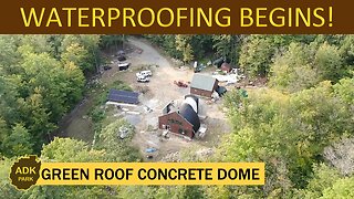 Waterproofing Begins on the OFF-Grid Green Roof Dome Home!