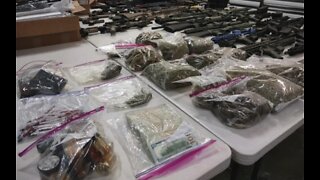 Nevada State Police searched vehicle that contained multiple firearms, 7lbs of marijuana, $10k cash