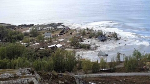 Alta,Norway Landslide Disaster Many Houses Floats in Sea