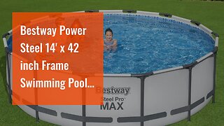 Bestway Power Steel 14' x 42 inch Frame Swimming Pool Set with Pump, Ladder and Cover