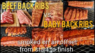 Beef Back Ribs vs. Baby Back Ribs - cooked on the Old Country Pecos offset smoker