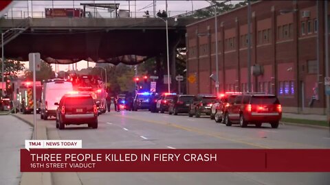 Car falls off 16th Street Viaduct during police pursuit; 3 dead, pedestrian injured