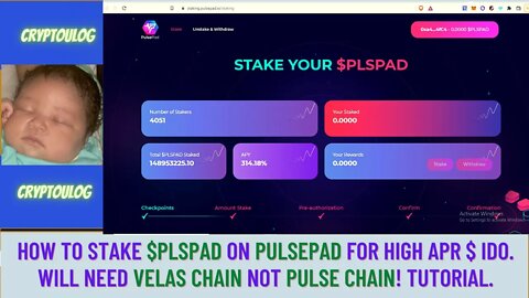 How To Stake $PLSPAD On Pulsepad For High APR/IDO. Will Need Velas Chain Not Pulse Chain! Tutorial.