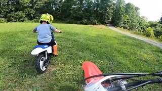 Weston getting in some practice on his Yamaha PW50!