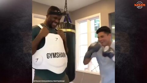 Francis Ngannou laughing at Ryan Garcia's body shot challenge