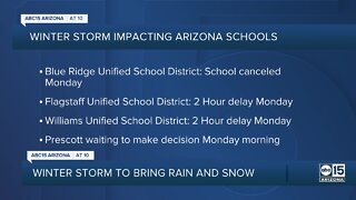 Northern Arizona schools delay, cancel classes due to weather