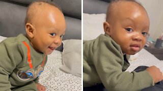 Baby hilariously prefers dad over mom