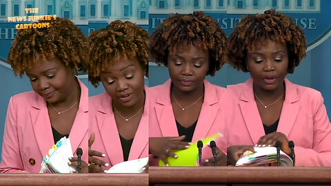 Biden's Press Sec flips through a bunch of pages in her phony binder when trying to answer a question.