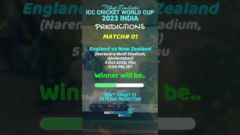 ICC World Cup 2023 Match 01 Prediction | England vs New Zealand Match Prediction | #CWC23Prediction