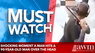 Shocking moment a man hits a 90-year-old man over the head