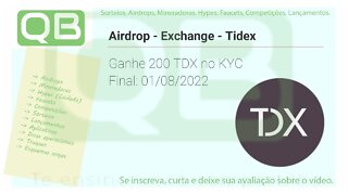 Airdrop - Exchange - Tidex - 200 TDX no KYC - Até 01/08/2022