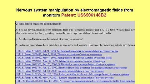 Nervous system manipulation by electromagnetic fields from monitors US6506148B2 [2003]