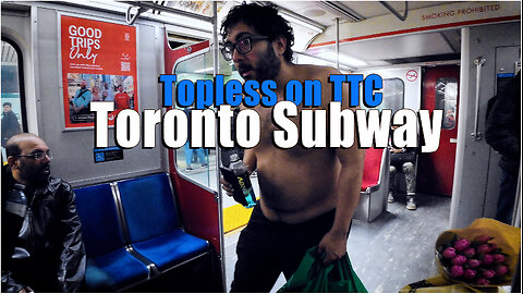 Topless guy on Toronto Subway