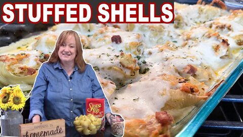 Chicken & Stuffing STUFFED SHELLS, Easy & Quick Meal Idea