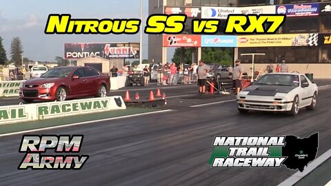 FC RX7 Vs Nitrous Chevy SS Midnight Street Drags National Trail Raceway