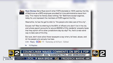 Councilman gets heat for comments about FOB, BPD