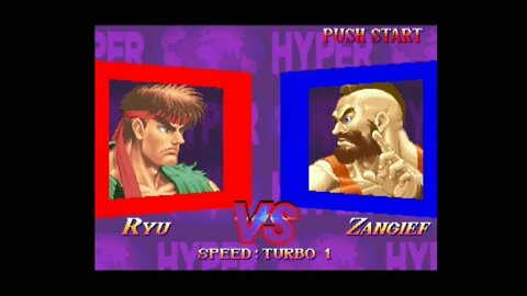 Hyper Street Fighter 2 Nerf AI (PS2) - Ryu (Super T/X) - Hardest - No Continues