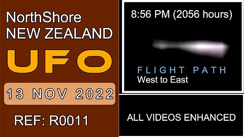 UFO NEW ZEALAND, 13 NOV 2022, REF: R0011, North Shore, Flight Path West to East.